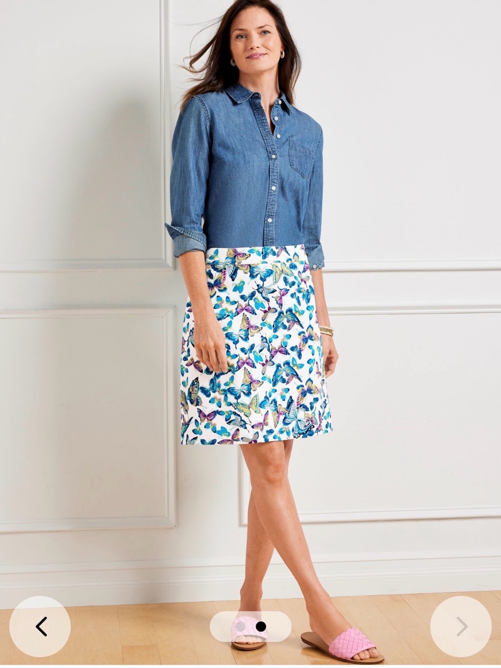 White A-Line Skirt with Blue & Purple Butterfly Print 2P